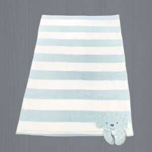 Starting Out Dillards Baby Blanket Blue Stripe Dog 3D Arms Crinkle Dot Lovey